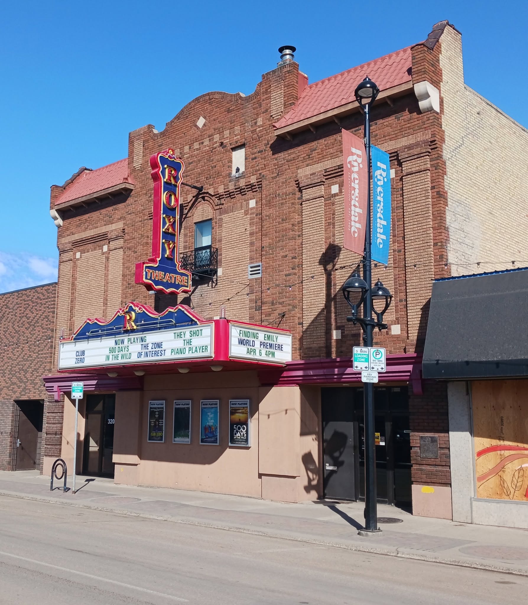 Finding Emily world premiere on the Roxy Theater marquee