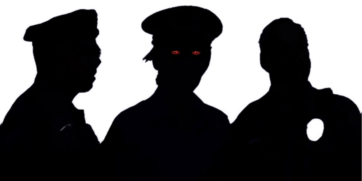 Silhouetted figures, one with glowing red eyes — Zombies Evolved artwork